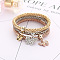 3Pcs Alloy Rhinestone Charm Bangle Set, Stackable Bangles for Women, Butterfly, Inner Diameter: 2-3/4 inch(7cm)