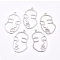 Alloy Pendants, Long-Lasting Plated, Face, Platinum, 43.5x28x14.5mm, Hole: 2mm