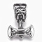 304 Stainless Steel Hook Clasps, For Leather Cord Bracelets Making, Hammer, Antique Silver, 48x32x8.5mm, Hole: 8x6mm