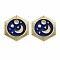 Rack Plating Alloy Pendants, with Enamel, Cadmium Free & Lead Free, Hexagon with Moon & Star, Light Gold, Blue, 23x20x1.5mm, Hole: 3mm