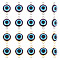 20Pcs 2 Styles Evil Eye Resin Connector Charms, with 304 Stainless Steel Findings, Flat Round, Golden & Stainless Steel Color, 13.5x21x4.5mm, Hole: 2.3mm