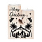 Wooden Candle Holders Set, Hollow-out Moon, with Paraffin Candles, Christmas Theme, Human Pattern, Candle Holder: 4.51x4.51x10.15~12.19cm, Candles: 37.2x14.8mm