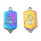 Ion Plating(IP) 201 Stainless Steel Pendants, Rectangle with Bees, Rainbow Color, 29x14x2mm, Hole: 2.5mm