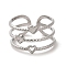 Non-Tarnish 304 Stainless Steel Open Cuff Ring for Women, Hollow Heart, Stainless Steel Color, US Size 7 1/2(17.7mm)