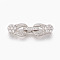 Brass Micro Pave Cubic Zirconia Fold Over Clasps, Flower, Clear, Real Platinum Plated, 32mm, Hole: 1~1.5mm