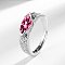 Horse Eye Brass Micro Pave Cubic Zirconia Finger Rings, Platinum, Hot Pink, Inner Diameter: Adjustable