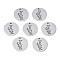 Non-Tarnish 304 Stainless Steel Charms, Laser Cut, Designed Letter Engraved, Flat Round, Stainless Steel Color, Letter.I, 14x1mm, Hole: 1.2mm