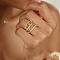Brass Micro Pave Cubic Zirconia Finger Rings, Stackable Rings, Platinum & Golden, US Size 8(18.1mm)