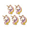 Alloy Enamel Pendants, Cadmium Free & Nickel Free & Lead Free, Unicorn, Light Gold, Medium Purple, 18x11.5x1mm, Hole: 1.6mm