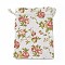 Burlap Packing Pouches, Drawstring Bags, Rectangle with Rose Pattern, Colorful, 17.7~18x13.1~13.3cm