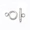 Tarnish Resistant 201 Stainless Steel Toggle Clasps, Stainless Steel Color, 16.5x12x2mm, Hole: 3mm, Bar: 18x7.5x3mm, Hole: 3mm