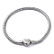 304 Stainless Steel Snake Chain Bracelets for Women, Heart, Stainless Steel Color, 10-1/4x1/8 inch(26x0.35cm), Inner Diameter: 3-1/4 inch(8.3cm)