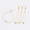 Adjustable Brass Bolo Bracelets, Slider Bracelets, Box chains, with Synthetic Opal, Turtle, Golden, Mixed Color, 9-1/2 inch(24cm)x1mm