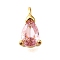 Brass Micro Pave Cubic Zirconia Pendants, Cadmium Free & Nickel Free & Lead Free, Teardrop Charms, Real 18K Gold Plated, Pearl Pink, 9.5x5x4mm, Hole: 1.4mm