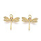 Brass Micro Pave Cubic Zirconia Pendants, Cadmium Free & Lead Free, Dragonfly Charms, with Jump Ring, Real 18K Gold Plated, 17.5x21.5x2.5mm, Hole: 3.5mm