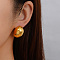 Stylish Stainless Steel Oval Stud Earrings, Golden, 20.04x20mm