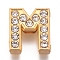 Alloy Slide Charms, with Crystal Rhinestone, Letter, Letter.M, M: 12x11x4.2mm, Hole: 2x8mm
