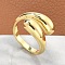 Brass Teardrop Open Cuff Ring for Women, Cadmium Free & Lead Free, Real 18K Gold Plated, US Size 7 1/4(17.5mm)