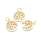 Brass Micro Pave Cubic Zirconia Charms, Flat Round with Tree of Life, Golden, 15x12.5x2mm, Hole: 3mm