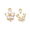 Brass Link Connector Charms with Glass, Cadmium Free & Nickel Free & Lead Free, Flower, Real 18K Gold Plated, 12x8x4mm, Hole: 1.2mm