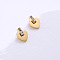 Stainless Steel Heart Stud Earrings, with Rhinestone, Golden