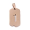 Ion Plating(IP) 304 Stainless Steel Pendants, Manual Polishing, Rectangle with Number, Rose Gold, Num.1, 27.5x14.5x1.5mm, Hole: 3.5mm