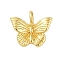 Rack Plating Brass Pendants, Long-Lasting Plated, Lead Free & Cadmium Free, Butterfly Charms, Real 18K Gold Plated, 15.5x18x4.5mm, Hole: 3.5x2.5mm