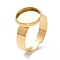 Ion Plating(IP) Adjustable 304 Stainless Steel Finger Rings Components, Pad Ring Base Findings, Flat Round, Real 18K Gold Plated, Tray: 10mm, 4mm, US Size 6(16.5mm)