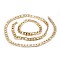 Men's 304 Stainless Steel Figaro Chain Necklaces and Bracelets Jewelry Sets, with Lobster Claw Clasps, Golden, 8-1/4 inch(210mm), 27.5 inch(70cm)