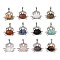 Rack Plating Brass Pendants, with Natural & Synthetic Mixed Gemstone, Crab Charms, Platinum, Mixed Dyed and Undyed, 22x26.5x7mm, Hole: 8x5mm