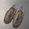 National Style Alloy Plastic Dangle Earrings, Oval, Silver, 52mm