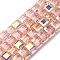 Electroplate Glass Beads Strands, Cube, AB Color, Faceted, Flamingo, 7x7x7mm, Hole: 1.4mm, about 99pcs/strand, 27.44''(69.7cm)