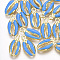 Alloy Enamel Pendants, Cowrie Shell Shape, Light Gold, Dodger Blue, 17x8.5x3.5mm, Hole: 1.8mm