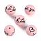 Silicone Beads, Round with word I love you, Pink, 15x15x15mm, Hole: 2mm