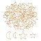 arricraft 80 Pcs 2 Styles Brass Spacer Beads, Real 14K Gold Plated Linking Rings Metal Star Moonss Open Bezel Charms Pendants for Necklace Bracelet Earring Jewelry Crafts Making