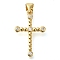 Brass Pave Clear Cubic Zirconia Pendants, Cross, Real 16K Gold Plated, 22.5x15x2.5mm, Hole: 3.5mm