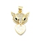 Brass Micro Pave Clear Cubic Zirconia Pendants, Cadmium Free & Lead Free, with Sythetic Opal, Fox, Real 18K Gold Plated, 23.5x16.5x5mm, Hole: 3.5x3.5mm