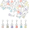 84Pcs 6 Colors Opaque Resin Pendant Decorations, with ABS Plastic Imitation Pearl Round Beads and Alloy Lobster Claw Clasps, Angel, Mixed Color, 38mm, 14pcs/color