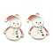 Alloy Enamel Pendants, for Christmas, Light Gold Plated, Christmas Snowman, Sky Blue, 25x16.5x1mm, Hole: 1mm