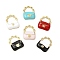 Alloy Enamel Pendants, Cadmium Free & Nickel Free & Lead Free, Golden, Handbag Charm, Mixed Color, 19.5x16x4mm, Hole: 6x9mm