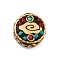 Handmade Indonesia Beads, with Brass and Resin, Flat Round, Red, 15~16x8mm, Hole: 1.8mm
