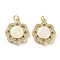 Brass Micro Pave Clear Cubic Zirconia Pendants, Cadmium Free & Lead Free, with Synthetic Opal and Jump Rings, Real 18K Gold Plated, Flower Charms, White, 21x18.5x3.5mm, Hole: 3mm