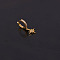 Brass Micro Pave Clear Cubic Zirconia Hoop Earrings, Golden, Star, 8mm