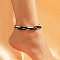 3Pcs Bohemian Style Glass Seed Rondelle Beaded Stretch Anklets for Women, Black, 9-7/8 inch(250mm)
