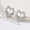 Non-Tarnish 304 Stainless Steel Stud Earrings, Hollow Heart, Stainless Steel Color, 26x24mm