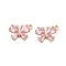 Brass Pendants, Butterfly Pendants, Real 18K Gold Plated, with Glass, Pearl Pink, 10x14.5x3mm, Hole: 1.4mm