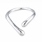 Brass Teardrop Open Cuff Ring for Women, Nickel Free, Real Platinum Plated, US Size 6 1/2(16.9mm)