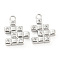 Brass Micro Pave Cubic Zirconia Charms, Cadmium Free & Nickel Free & Lead Free, Square, Real Platinum Plated, 12x9.5x2mm, Hole: 1.2mm