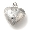 Brass Pendants, Heart Charms, Cadmium Free & Nickel Free & Lead Free, Platinum, 16x15x8mm, Hole: 3.5mm