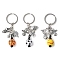 3Pcs Alloy & Wood Keychain, with Iron Findings, Sports Theme, Mixed Color, 83~87mm, 3pcs/set